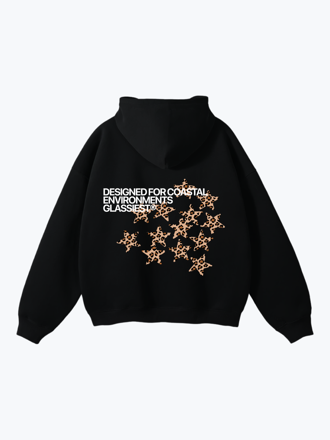 Glassiest Starcluster leopard print oversized hoodie on Black