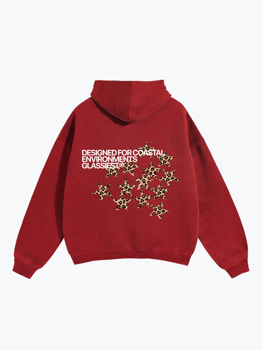 Glassiest Starcluster leopard print oversized hoodie on Red