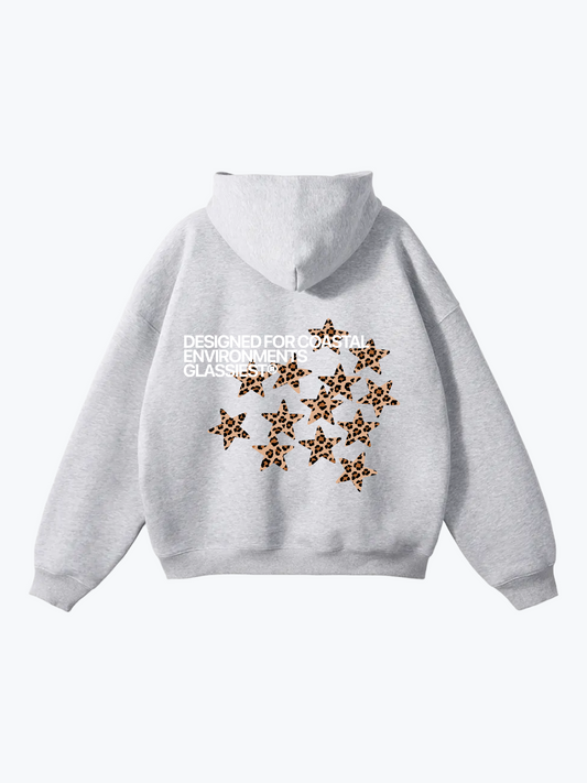 Glassiest Starcluster leopard print oversized hoodie on Gray