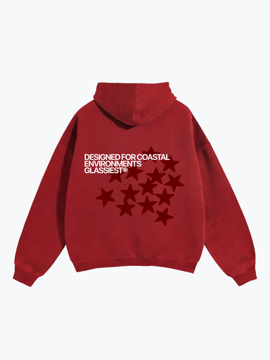 Glassiest Starcluster oversized hoodie in Red, 350 GSM heavyweight fleece