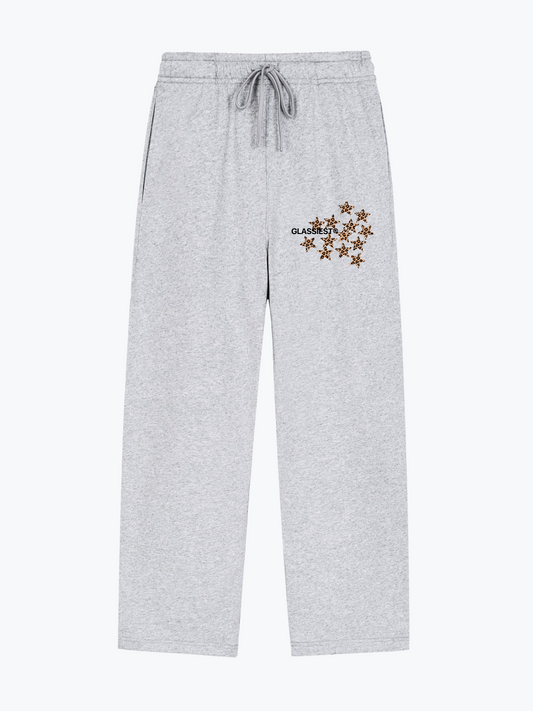 Glassiest Starcluster leopard print heavyweight sweatpants on Gray
