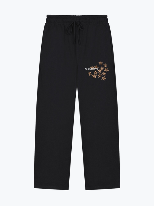Glassiest Starcluster leopard print heavyweight sweatpants on Black