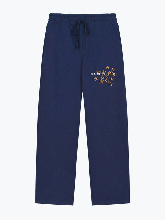 Glassiest Starcluster leopard print heavyweight sweatpants on Navy