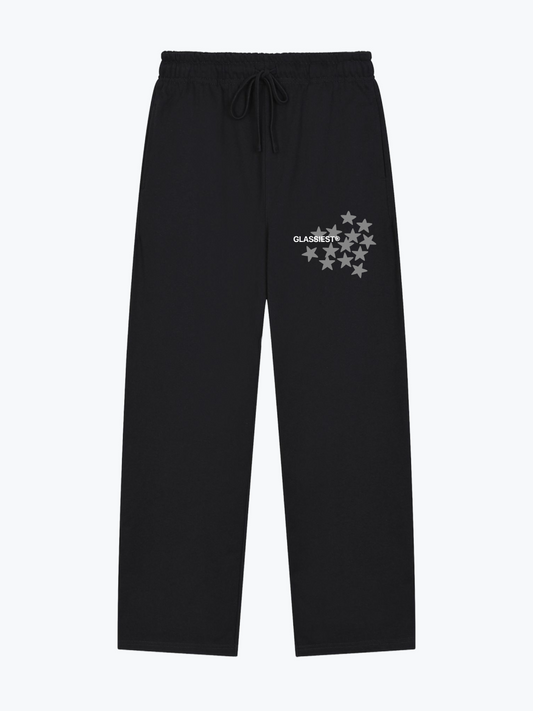 Glassiest Starcluster heavyweight wide-leg sweatpants in Black