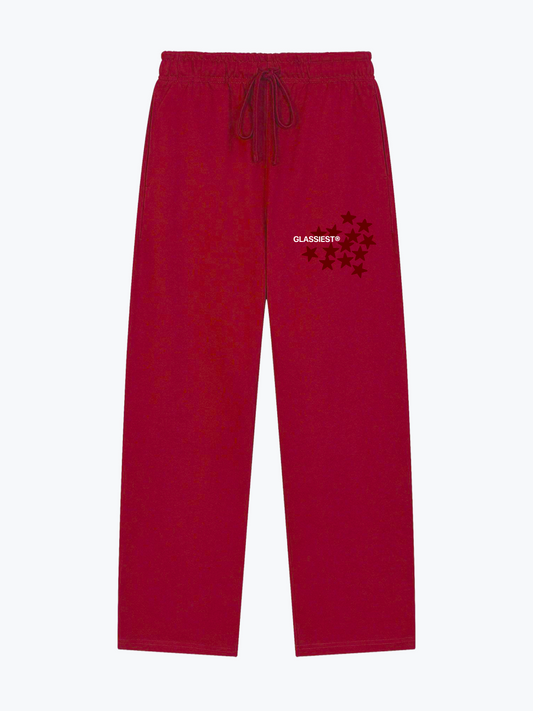 Glassiest Starcluster heavyweight wide-leg sweatpants in Red