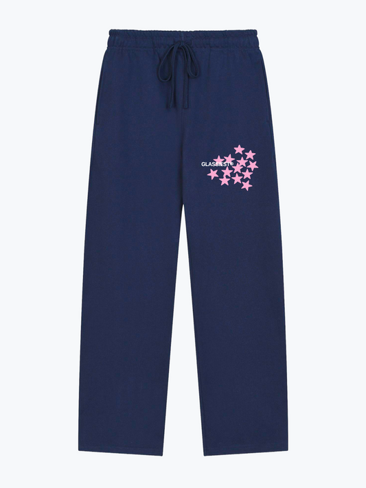 Glassiest Starcluster heavyweight wide-leg sweatpants in Navy
