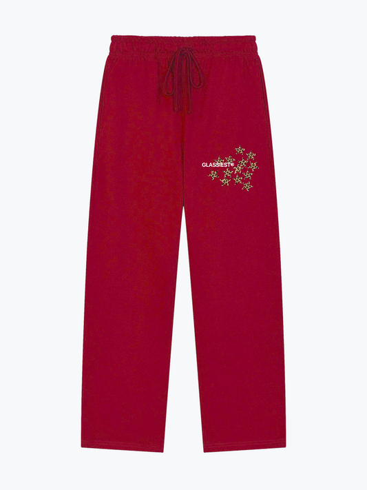 Glassiest Starcluster leopard print heavyweight sweatpants on Red