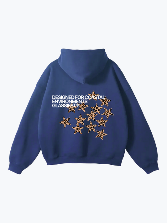 Glassiest Starcluster leopard print oversized hoodie on Navy