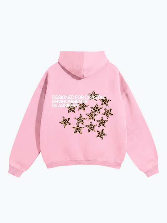 Glassiest Starcluster leopard print oversized hoodie on Pink